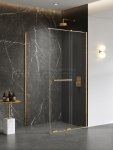 NEW TRENDY Kabina prysznicowa SMART GOLD BRUSHED 1D prostokątna U 100x90x200 szkło czyste 8mm Active Shield 2.0 - UCHWYT RELING EXK-7561