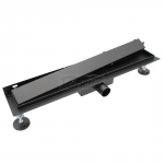 AQUALINE Odpływ liniowy przyścienny 2w1 ze stałym syfonem czarny 60cm LS04BK600