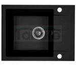 AQUAFORM - zlewozmywak granitowy MARANELLO 440 X 570 X 215 - 1 komora z 1/2 ociekacza , CZARNY MONO + syfon oszczędzający miejsce z korkiem automatycznym  AQ.901-1019012