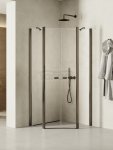 NEW TRENDY Kabina prysznicowa New Soleo Gunmetal Brushed, pięciokątna, drzwi podwójne 80x80 K-1711