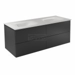 BESCO Szafka Akya Classic Gun Metal Połysk 131 z umywalką biały połysk + klik-klak czarny matt #KAC-131-PGB
