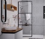 DUSO - Kabina prysznicowa narożna Walk-In 3-częsciowa składana 90x195 profil CZARNY szkło transparentne 5mm  DS610T09K