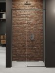 NEW TRENDY Drzwi wnękowe PRIME GUNMETAL BRUSHED 1D L 160x200 szkło czyste 6mm Active Shield 2.0 D-0897A
