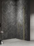 NEW TRENDY Kabina prysznicowa NESTA LIGHT GOLD WALK-IN U 120x200 szkło czyste 8mm Active Shield 2.0 - WSPORNIK KĄTOWY K-1735-WL