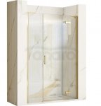 REA - Drzwi prysznicowe składane, łamane HUGO 130 Gold Brush / Złote Szczotkowane + listwa magnetyczna wymagana do montażu we wnęce