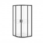 CERSANIT - SET C706: Kabina półokragła ARTECO 90x90x190 czarna szkło transparentne + brodzik tako biały 4 cm  S913-023