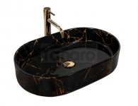REA - Umywalka nablatowa NADIA Czarna Marble Shiny