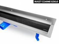 OKEDA Przyścienny odpływ liniowy OKEDA® PRIME LINE™ - BLACK GLASS - CZARNE SZKŁO 80cm 21800.06