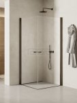NEW TRENDY Kabina prysznicowa NEW SOLEO GUNMETAL BRUSHED 2D prostokątna U 80x90x195 szkło czyste 6mm Active Shield - wahadłowe K-2178
