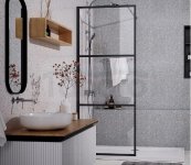 DUSO - Kabina prysznicowa narożna Walk-In 3-częsciowa składana 80x195 profil CZARNY szkło transparentne 5mm  DS610T08K