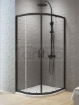 NEW TRENDY Kabina prysznicowa NEW VARIA BLACK 2D półokrągła R55 U 90x90x200 szkło czyste 6mm Active Shield K-5474