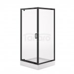 CERSANIT - SET C703: Kabina kwadratowa ARTECO 80x80x190 czarna szkło transparentne + brodzik TAKO biały 16 cm  S913-021
