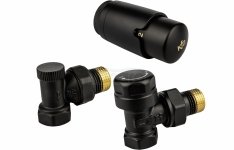 KFA ARMATURA KRAKÓW Zestaw termostatyczny grzejnikowy, kątowy, KOMFORT PRO, CZARNY 757-130-81-BL