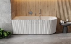 BESCO Wanna wolnostojąca Denaya 150x75 Lewa + maskownica odpływu złota #WAS-150-DLG