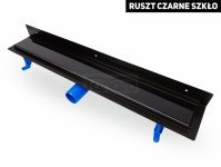 OKEDA Czarny przyścienny odpływ liniowy OKEDA® PRIME LINE™ - BLACK GLASS - RUSZT CZARNE SZKŁO 50cm 21500.06.BLACK