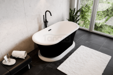 BESCO Wanna wolnostojąca Ziva B&W 160x75 + klik-klak z przelewem szczelinowym chrom #WWA-160ZBSC