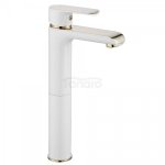 REA - Bateria umywalkowa BLOOM White-Gold/Biało-Złota wysoka