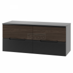 MEGSTYL  Szafka pod umywalkę z blatem 4S 120cm czarny mat orzech zestaw-6 AVELLA-0000-0050