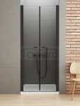 NEW TRENDY Drzwi wnękowe prysznicowe podwójne otwierane NEW SOLEO BLACK 90x195 D-0215A