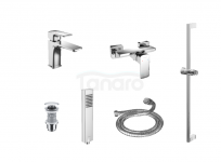 EXCELLENT Keria Zestaw promocyjny Keria set 03 chrom bateria umywalkowa, bateria prysznicowa natynkowa, korek umywalkowy klik-klak, słuchawka prysznicowa Tor z wężem Regular oraz drążek prysznicowy ZEPR.0124.11