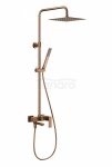 ARMATURA KRAKÓW KFA deszczownia z baterią natryskową i składaną wylewką wannową LOGON BRUSHED ROSE GOLD 5136-925-34