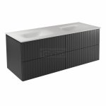 BESCO Szafka Akya Linea Gun Metal Matt 131x52,5x51 z umywalką biały matt + klik-klak chrom #KAL-131-MGC