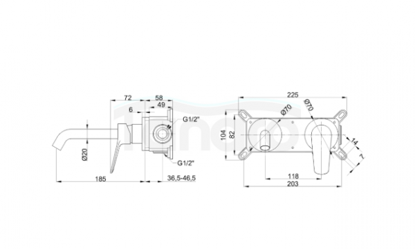 INVENA Bateria umywalkowa podtynkowa Alonia czarny połysk BP-70-U04-V