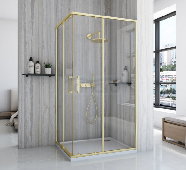 REA - Kabina prysznicowa CITY 80x100 Złota Szczotkowana