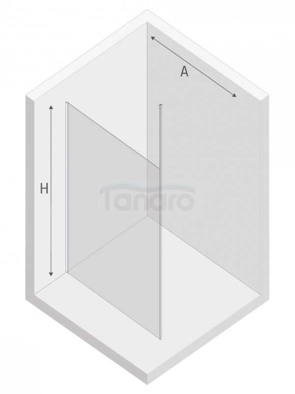 NEW TRENDY Kabina prysznicowa NESTA WALK-IN U 140x200 szkło czyste 8mm Active Shield 2.0 - WSPORNIK SUFITOWY K-1721-WS