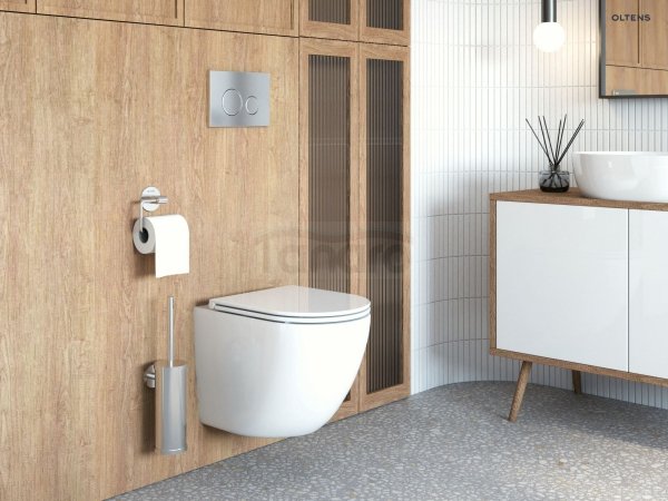 OLTENS Zestaw Oltens Hamnes miska WC wisząca PureRim z deską wolnoopadającą Ovan Slim biały 42018000 
