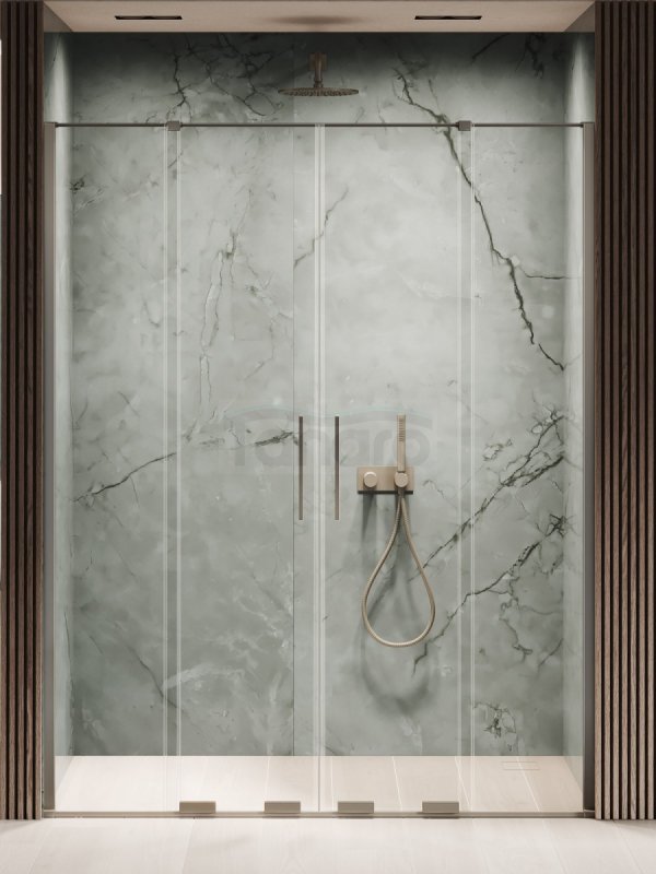 NEW TRENDY Drzwi wnękowe SMART GUNMETAL BRUSHED 2D U 140x200 szkło czyste 8mm Active Shield 2.0 EXK-7834
