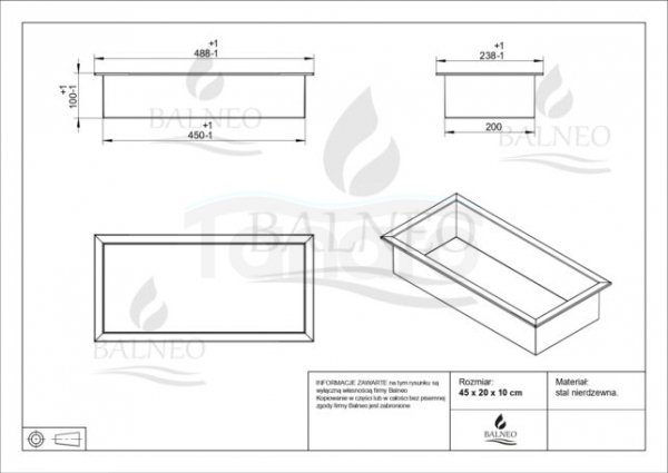 BALNEO WALL-BOX ONE Gold Półka wnękowa ze stali nierdzewnej złota 45x20x10 cm