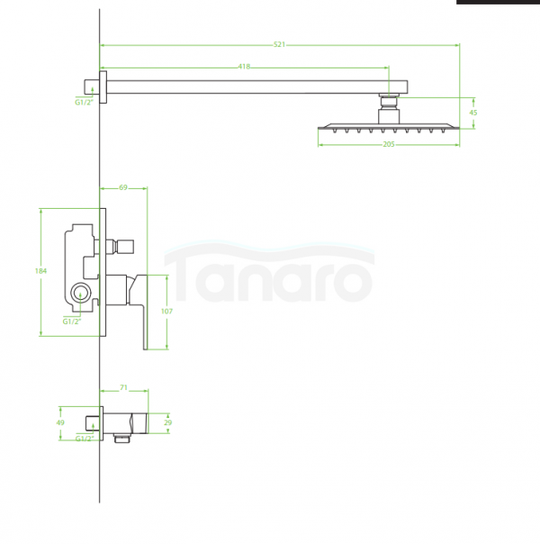 LAVEO Bateria natryskowa podtynkowa z zestawem KVADRATO BLQ_002P