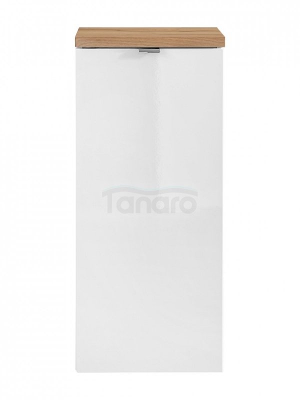 COMAD - Szafka CAPRI WHITE 811 niska z koszem na pranie 35 1D - Biały Połysk/ Dąb Craft Złoty / Biały  DSM-do samodzielnego montażu