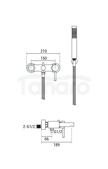 BESCO Bateria wannowa ścienna Zea chrom BW-ZS-CH