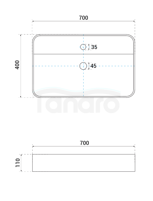 BESCO Umywalka nablatowa Assos Cera-Line 70 UNC-70-ASB