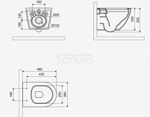 EXCELLENT Luqa miska WC 48 cm wisząca bezrantowa, z system spłukiwania Spin 360, z deską wolnoopadającą, cappucino mat CEAC.6403.K.6405.480.CAM