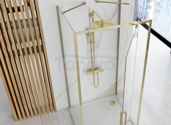 REA - Kabina Prysznicowa Przyścienna RAPID SWING GOLD drzwi 90 + ścianka 90 x2 + ramię x2