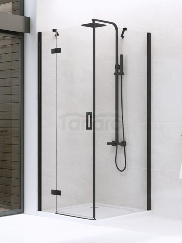 NEW TRENDY - Kabina prostokątna New Renoma BLACK 100x80x195  D-0205A/D-0110B  LEWA