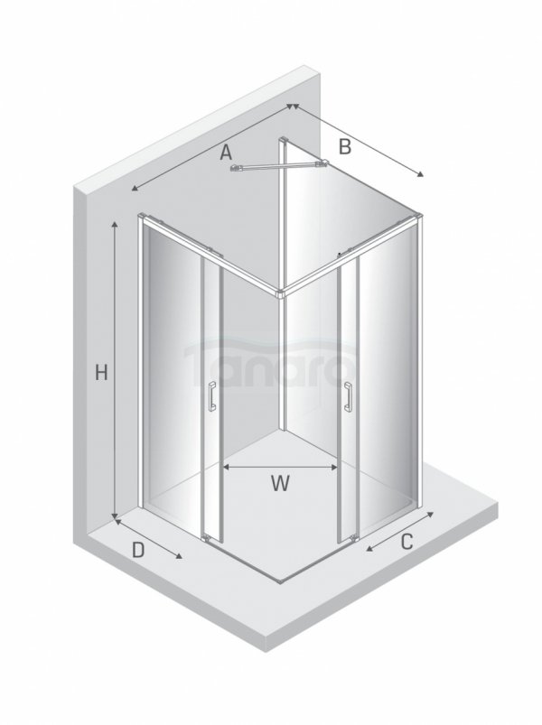 NEW TRENDY Kabina prysznicowa PRIME GUNMETAL BRUSHED 2D prostokątna przyścienna L 100x80x200 szkło czyste 6mm Active Shield 2.0 K-4966