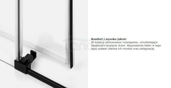 NEW TRENDY Drzwi prysznicowe przesuwne SOFTI BLACK 180x200 samodomykające EXK-3958
