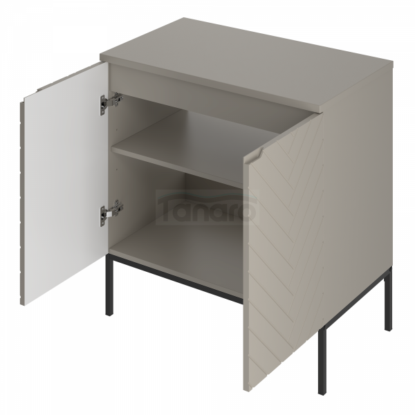 MEGSTYL ASPEN-08 - Szafka pod umywalkę z blatem 2D 80cm kaszmir zestaw-1 czarny stelaż ASPEN-0000-0162