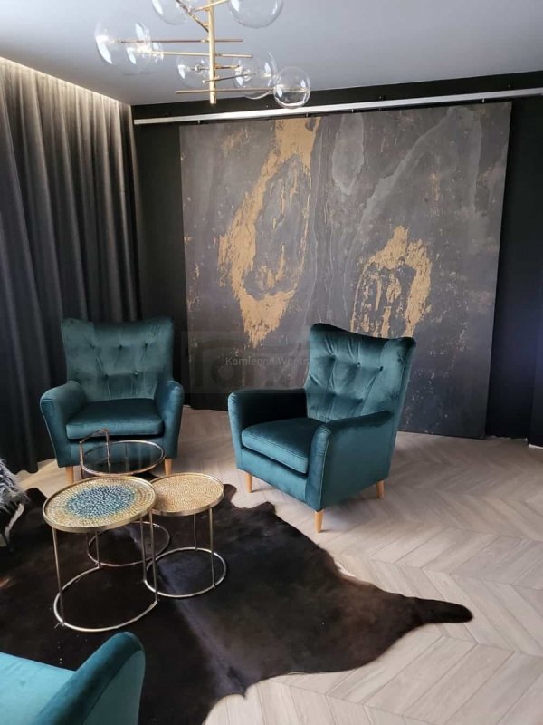 Fornir kamienny Black Slate Gold 122x244x0,2 cm