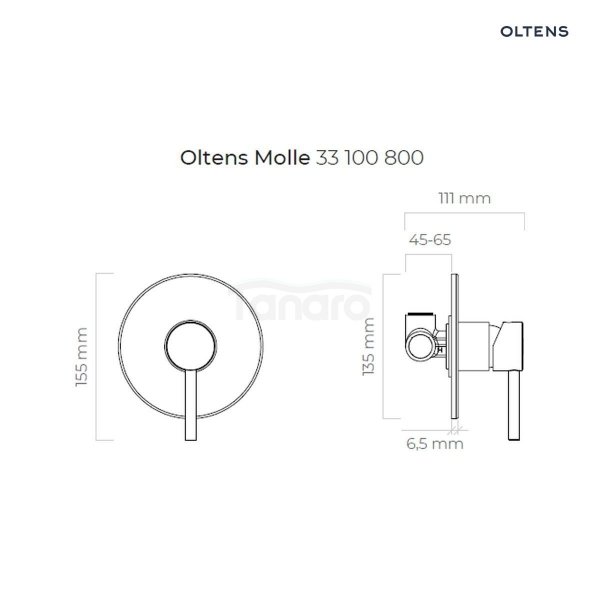 Oltens Molle bateria prysznicowa podtynkowa kompletna złota 33100800