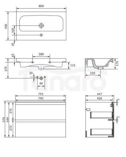 CERSANIT - Set C469 - Szafka łazienkowa z umywalką MODUO 80 cm kolor Kaszmir  S801-592