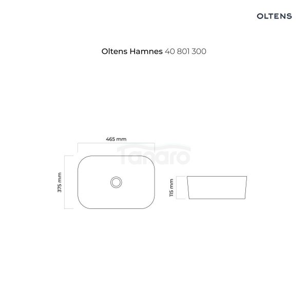 OLTENS Hamnes umywalka 46,5x37,5 cm nablatowa owalna z powłoką SmartClean czarny mat 40801300