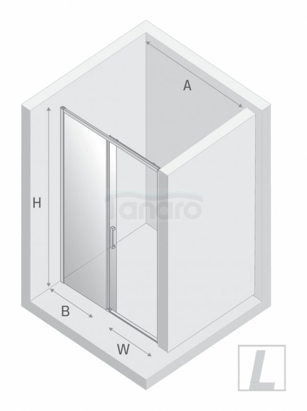 NEW TRENDY Drzwi wnękowe PRIME GUNMETAL BRUSHED 1D P 130x200 szkło czyste 6mm Active Shield 2.0 D-0892A
