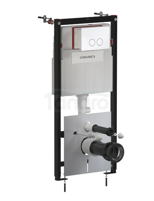 OMNIRES STRONGFRAME stelaż podtynkowy do miski toaletowej + MINIMAL przycisk spłukujący FLUSH SET biały połysk STFWC1M-RBP
