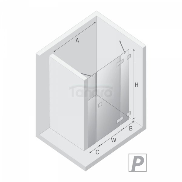 NEW TRENDY Drzwi wnękowe EVENTA BLACK CHROME PLUS 1D L 110x200 szkło czyste 8mm Active Shield 2.0 EXK-6137