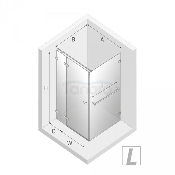 NEW TRENDY Kabina prysznicowa z uchwytem relingowym lewa AVEXA GOLD BRUSHED 90x80x200 EXK-3017